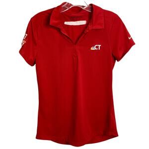 Nike Golf Women's Polo Shirt Dri-Fit Red Short Sleeve NBC Connecticut Logo Sz S